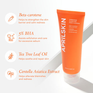 APRILSKIN Real Carrotene Acne Foam Cleanser, 120 ml