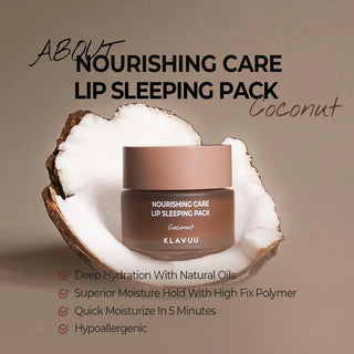 KLAVUU Nourishing Care Lip Sleeping Pack, Coconut, 20 g