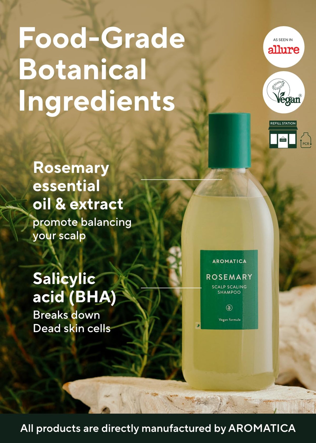 AROMATICA Rosemary Scalp Scaling Shampoo, 400 ml