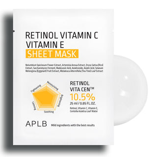 APLB Retinol Vitamin C Vitamin E Sheet Mask sæt, 25ml x 10 Sheets