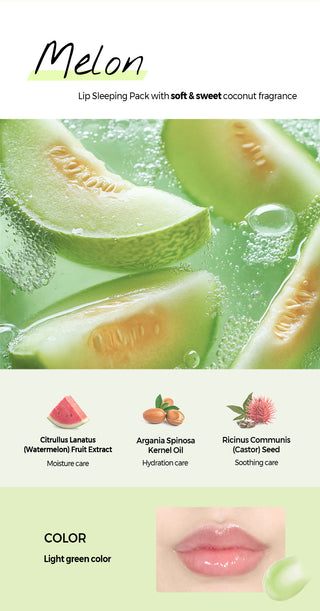 KLAVUU Nourishing Care Lip Sleeping Pack, Melon, 20 g