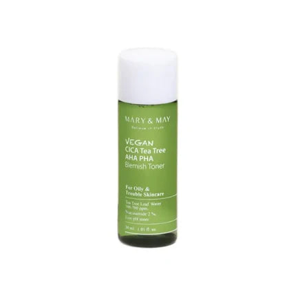 Mary & May Vegan Cica Teatree AHA PHA Blemish Toner Mini, 30 ml