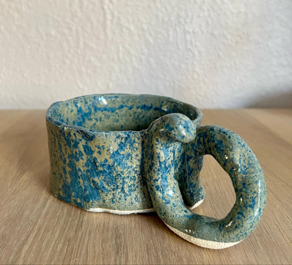 Dybhav, skål med hank, 11 cm diameter