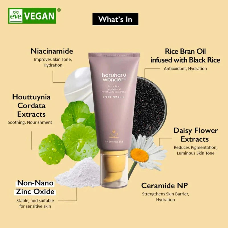 Black Rice Pure Mineral Relief Daily Sunscreen, 50 ml