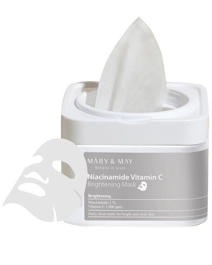 Mary & May Niacinamide Vitamin C Brightening Mask, 30 masker