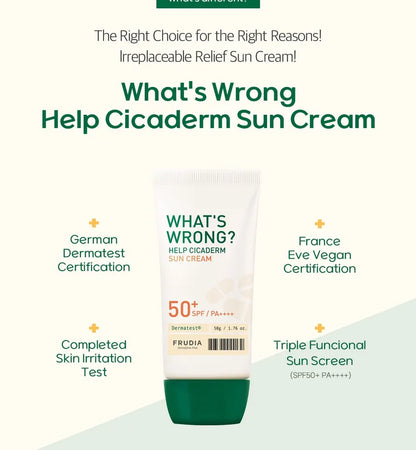 FRUDIA What's Wrong Help Cicaderm Sun Cream, 50g