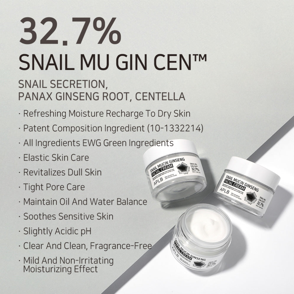 APLB Snail Mucin Ginseng Facial Cream, 55ml