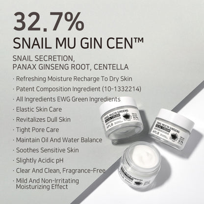 APLB Snail Mucin Ginseng Facial Cream, 55ml