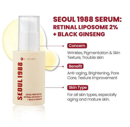 Seoul 1988 Serum: Retinal Liposome 2% + Black Ginseng, 30 ml