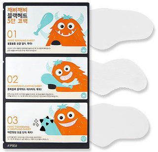 A'PIEU Goblin Blackhead 3-Step Nose Pack, 1 sæt 3 stk