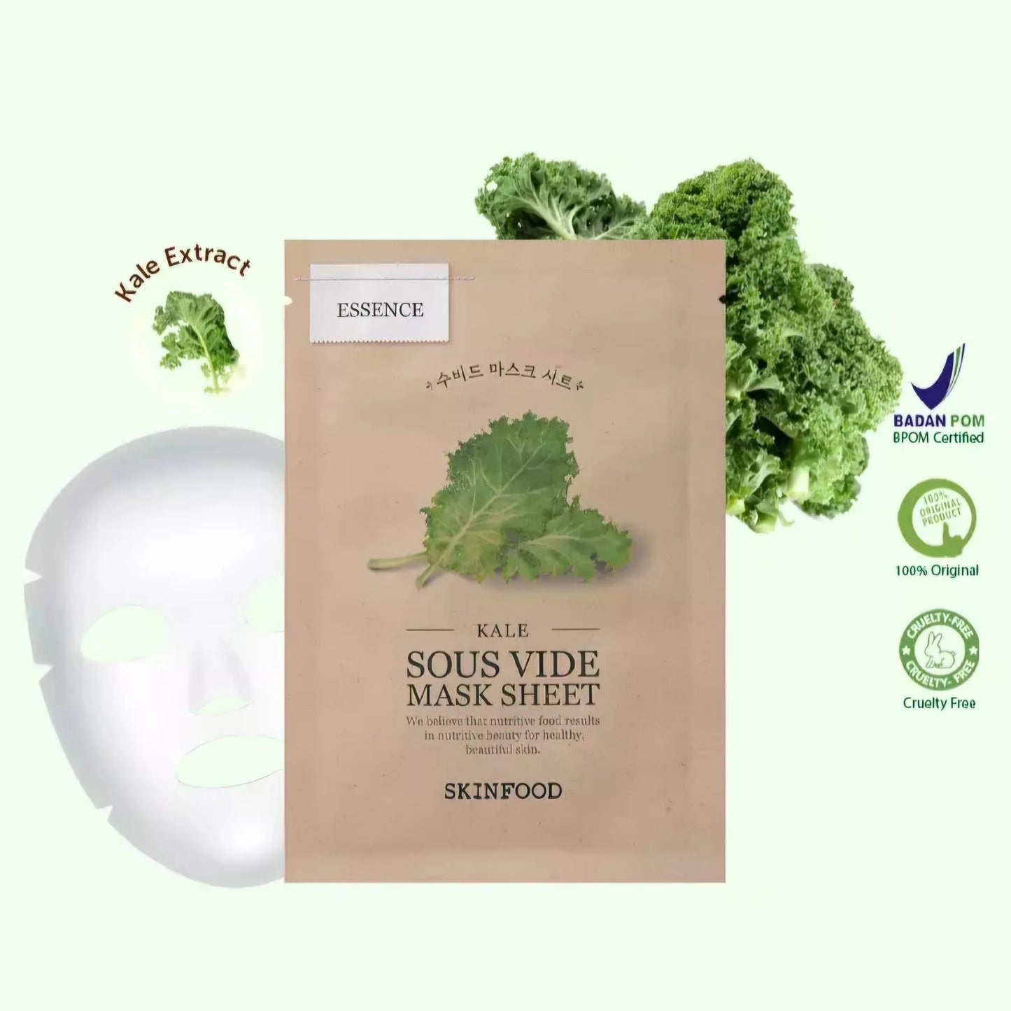 SKINFOOD - Sous Vide Mask Sheet, grønkål, 1 stk